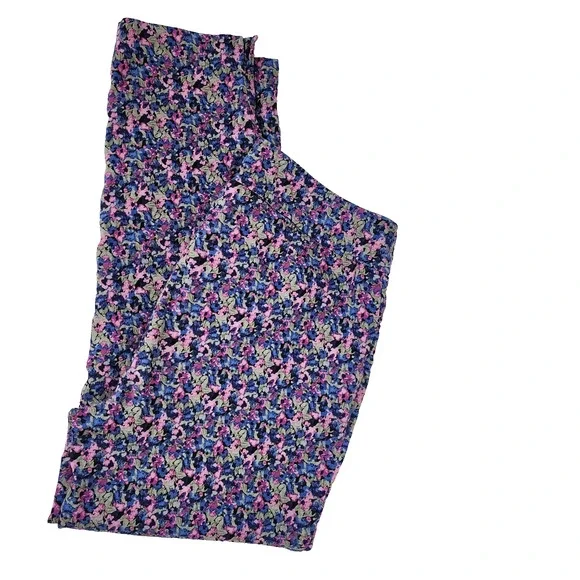Chico's Perfect Stretch Womens Ankle Pants 10 Floral Pull On Pockets Pink Blue - Picture 3 of 10